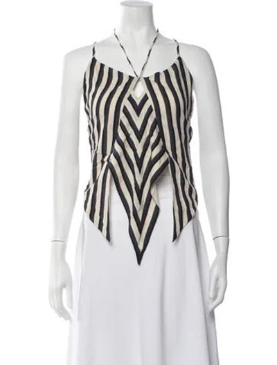 Pre-owned Rosie Assoulin Striped Halterneck Top In Blue