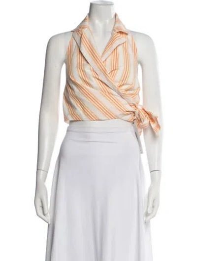 Pre-owned Rosie Assoulin Striped Halterneck Top In Multicolor