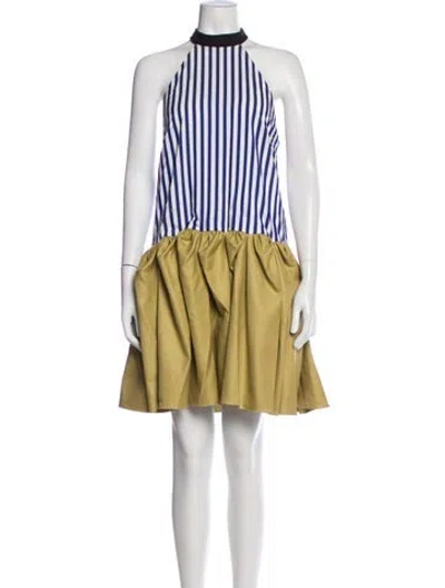 Pre-owned Rosie Assoulin Striped Knee-length Dress In Brown