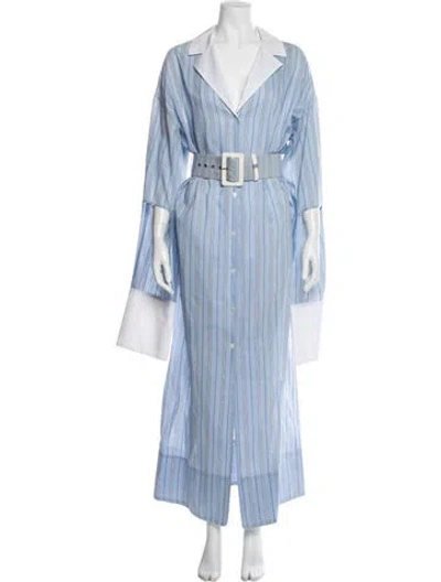 Pre-owned Rosie Assoulin Striped Long Dress In Blue