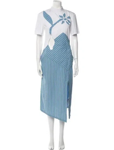 Pre-owned Rosie Assoulin Striped Long Dress In Blue