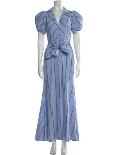 Pre-owned Rosie Assoulin Striped Long Dress In Blue