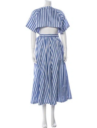 Pre-owned Rosie Assoulin Striped Long Dress In Blue