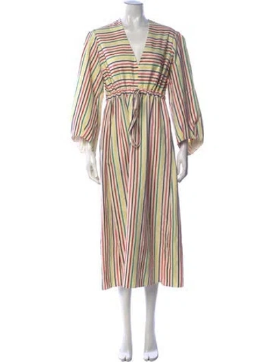 Pre-owned Rosie Assoulin Striped Long Dress In Blue/neutrals