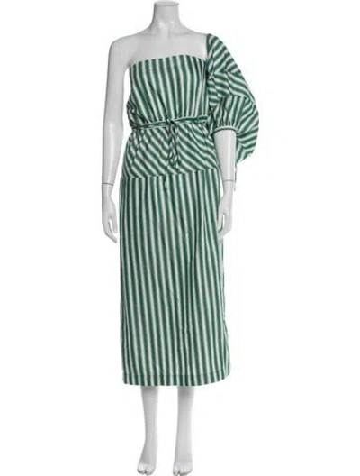 Pre-owned Rosie Assoulin Striped Long Dress In Green