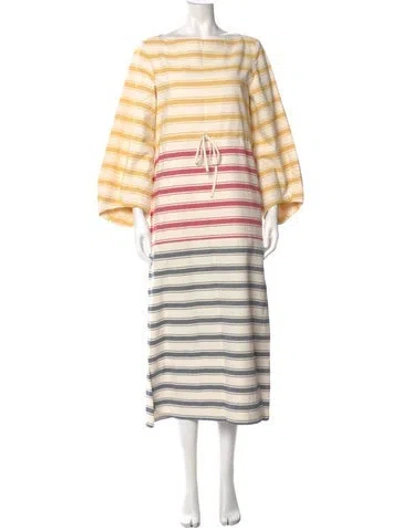 Pre-owned Rosie Assoulin Striped Long Dress In Neutral