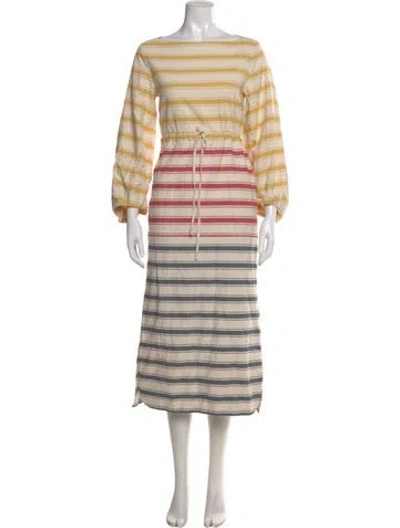 Pre-owned Rosie Assoulin Striped Long Dress In Neutral