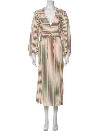 Pre-owned Rosie Assoulin Striped Long Dress In Neutral