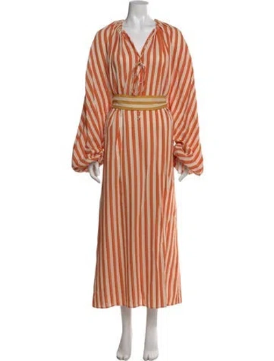 Pre-owned Rosie Assoulin Striped Long Dress In Orange