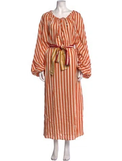 Pre-owned Rosie Assoulin Striped Long Dress In Orange