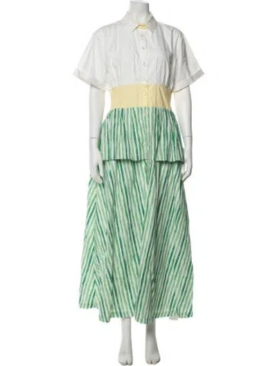Pre-owned Rosie Assoulin Striped Long Dress W/ Tags In Green