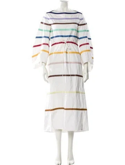 Pre-owned Rosie Assoulin Striped Long Dress In White