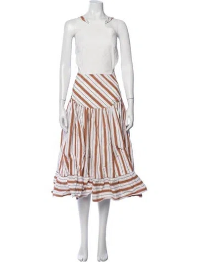 Pre-owned Rosie Assoulin Striped Long Dress In White