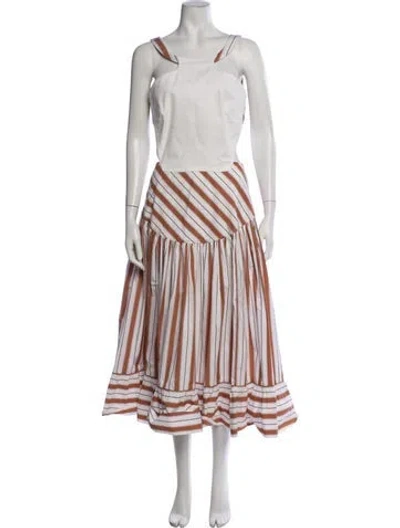 Pre-owned Rosie Assoulin Striped Long Dress In White