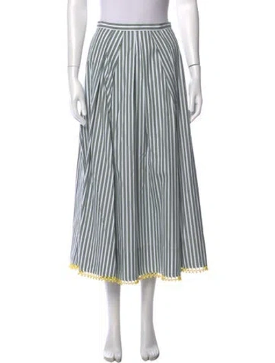 Pre-owned Rosie Assoulin Striped Long Skirt In White