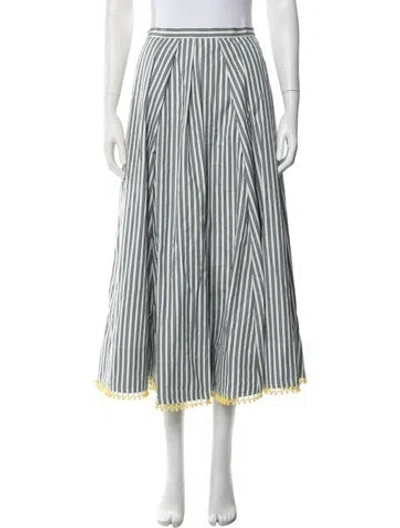 Pre-owned Rosie Assoulin Striped Long Skirt In White