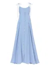 Rosie Assoulin High Garden Pleated Striped Poplin Maxi Dress