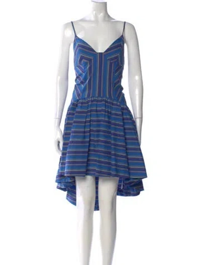 Pre-owned Rosie Assoulin Striped Midi Length Dress In Blue