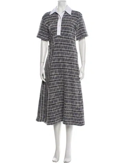 Pre-owned Rosie Assoulin Striped Midi Length Dress In Blue