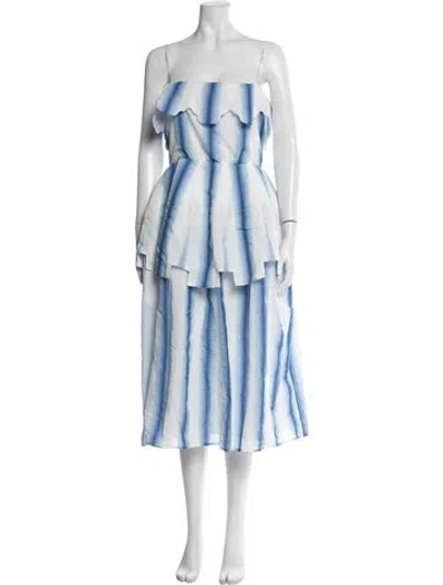 Pre-owned Rosie Assoulin Striped Midi Length Dress In Blue