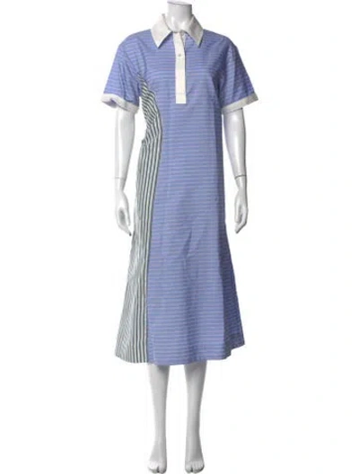 Pre-owned Rosie Assoulin Striped Midi Length Dress In Blue