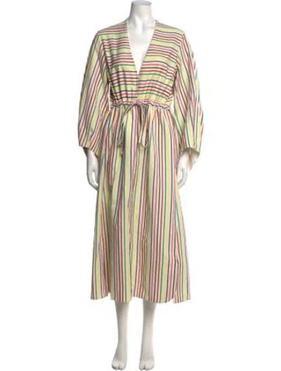 Pre-owned Rosie Assoulin Striped Midi Length Dress In Blue/green/neutrals