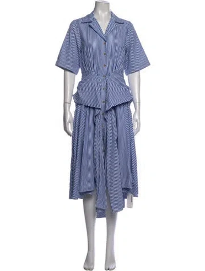 Pre-owned Rosie Assoulin Striped Midi Length Dress In Blue/white