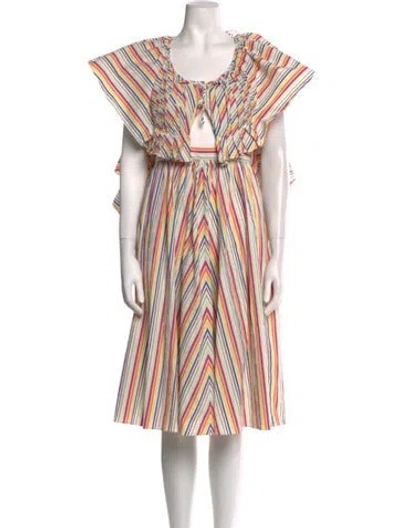 Pre-owned Rosie Assoulin Striped Midi Length Dress In Pink