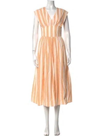 Pre-owned Rosie Assoulin Striped Midi Length Dress W/ Tags In Orange