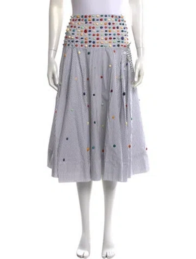 Pre-owned Rosie Assoulin Striped Midi Length Skirt In Black/white
