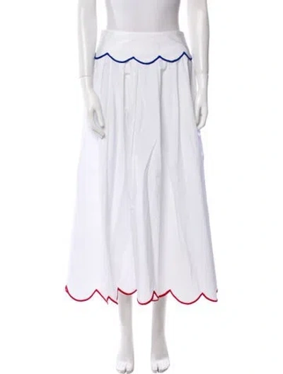 Pre-owned Rosie Assoulin Striped Midi Length Skirt W/ Tags In White