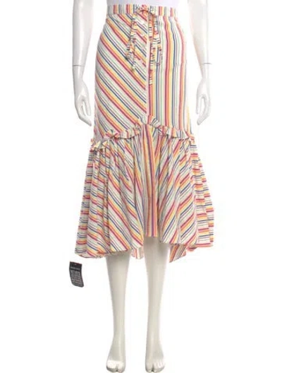 Pre-owned Rosie Assoulin Striped Midi Length Skirt W/ Tags In White