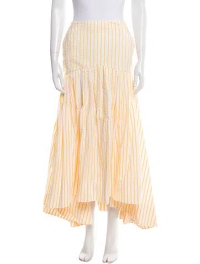 Pre-owned Rosie Assoulin Striped Midi Length Skirt In White
