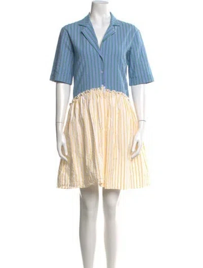 Pre-owned Rosie Assoulin Striped Mini Dress In Blue