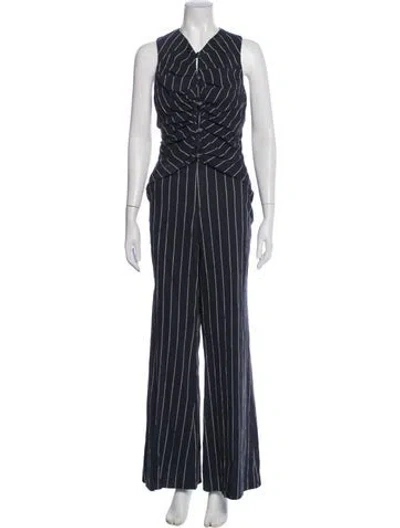 Pre-owned Rosie Assoulin Striped Pant Set In Blue