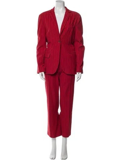 Pre-owned Rosie Assoulin Striped Pleated Accents Pantsuit In Red
