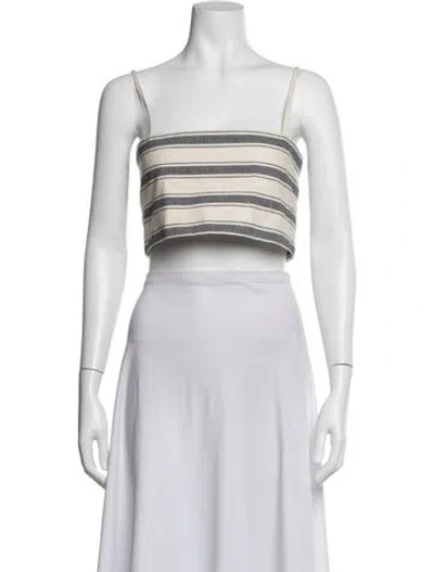 Pre-owned Rosie Assoulin Striped Square Neckline Crop Top W/ Tags In White
