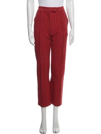 Pre-owned Rosie Assoulin Striped Straight Leg Pants In Red