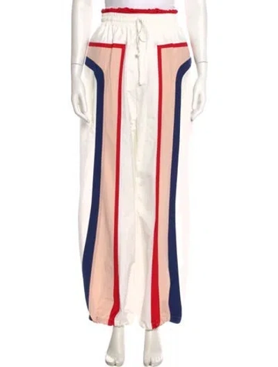 Pre-owned Rosie Assoulin Striped Straight Leg Pants In White