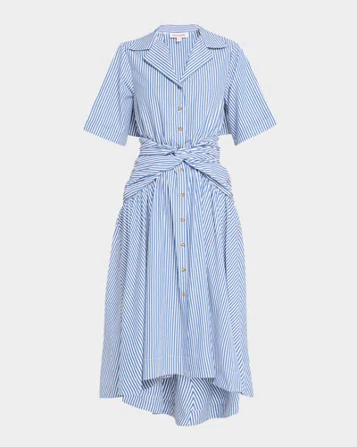 ROSIE ASSOULIN STRIPED TIE HIGH-LOW SHIRTDRESS