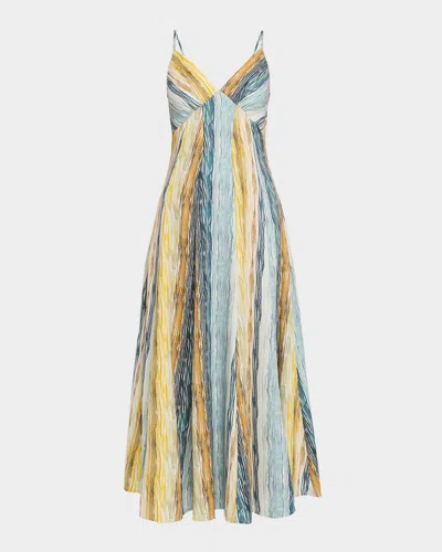Rosie Assoulin Striped Twill Empire-waist Midi Cami Dress In Multi