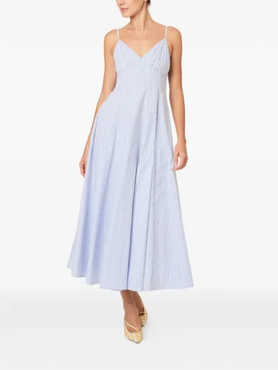 Rosie Assoulin Striped V-neck Dress In Blue