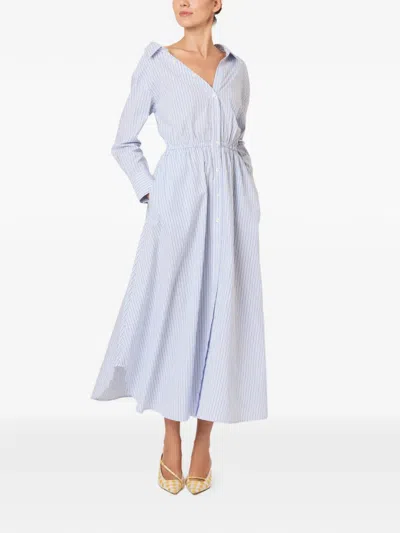 Rosie Assoulin Striped V-neck Dress In Blue
