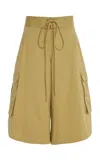 Rosie Assoulin Surf Cotton Shorts In Tan