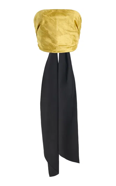 Rosie Assoulin Swagger Bandeau Jacquard Top In Yellow