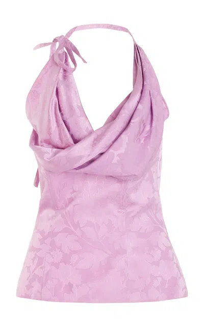Rosie Assoulin Swoop There It Is Tie-shoulder Top In Purple