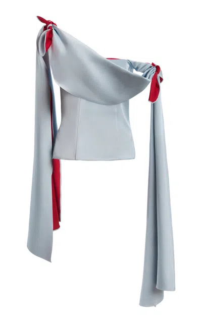 Rosie Assoulin Swoop You Off Your Feet Satin Top In Gray