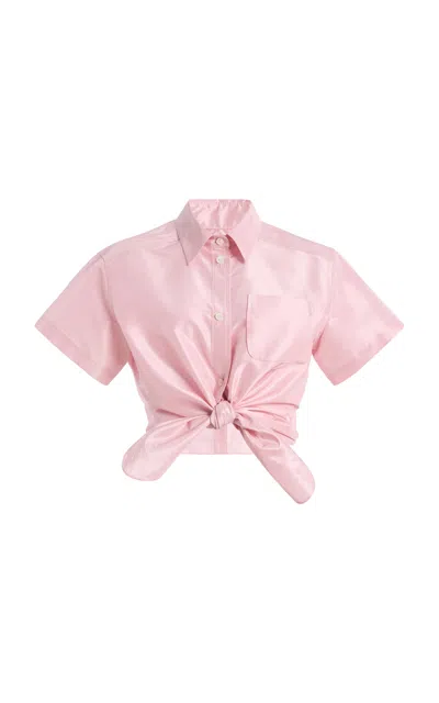 Rosie Assoulin Tailored Tie Me Up; Tie Me Button Down Silk Top In Pink