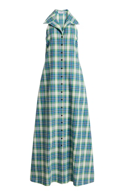 Rosie Assoulin Take It Or Sleeveless Cotton Midi Dress In Blue