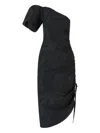 Rosie Assoulin One-shoulder Puff-sleeve Ruched Midi Dress